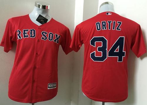 Red Sox #34 David Ortiz Red Cool Base Name On Back Stitched Youth MLB Jersey